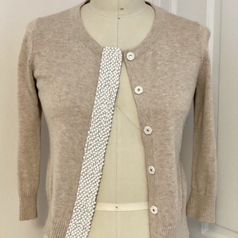 Beaded detail and unique snap closure cardigan
